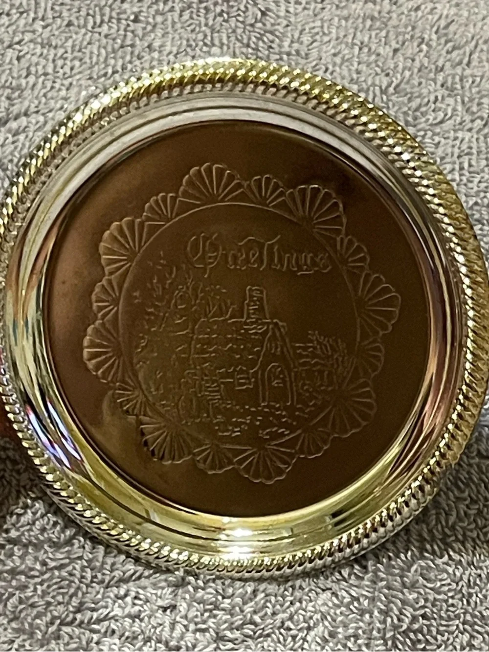 Silver Decorative Wall Plate with Embossed Pattern